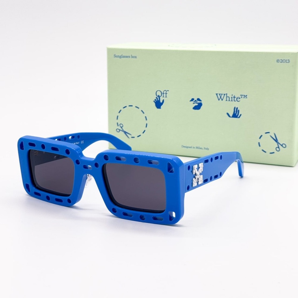 NEW OFF-WHITE ATLANTIC 507 BLUE SUNGLASSES SQUARE OERI025 4507